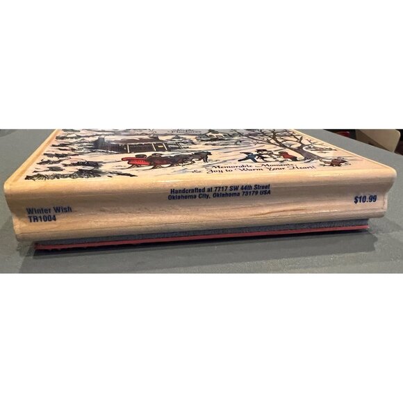 STAMPABILITIES 'Winter Wish' Large Wooden Mounted Rubber Stamp Vintage Christmas - Picture 4 of 7